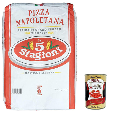 Le 5 Stagioni Pizza Mehl Le 5 Stagioni Napoletana Sack - Weizenmehl Typ 00, Farina di grano tenero tipo "00" Italien 10 kg inkl. Italian Gourmet polpa 400g Original italienisch