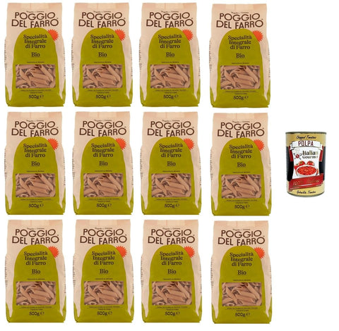 Italian Gourmet E.R. Koch- & Backzutaten Poggio del Farro Penne Specialità Integrale Di Farro Vollkorn-Dinkel-Spezialität 12x500gr + Italian Gourmet polpa 400g 8032804040014