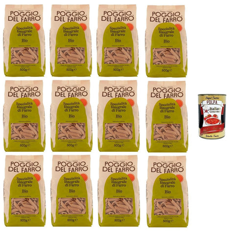 Poggio del Farro Penne Specialità Integrale Di Farro Vollkorn - Dinkel - Spezialität 12x500gr inkl. Italian Gourmet polpa 400g Original italienisch