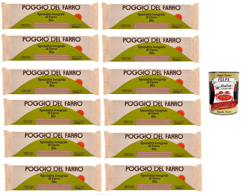 Italian Gourmet E.R. Koch- & Backzutaten Poggio del Farro Spaghetti Specialità Integrale Di Farro Vollkorn-Dinkel-Spezialität 12x500gr + Italian Gourmet polpa 400g 8032804040014