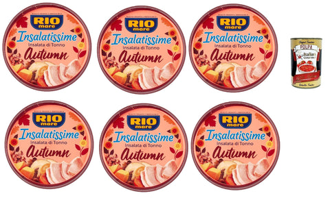 Italian Gourmet E.R. Koch- & Backzutaten Rio mare Insalatissime Insalata di Tonno Autumn, Thunfischsalat mit Linsen, Buchweizen, Kürbis und Pilzen, 6x 220g + Italian Gourmet polpa 400g 8032804040014