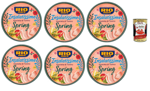 Italian Gourmet E.R. Koch- & Backzutaten Rio mare Insalatissime Insalata di Tonno Spring, Thunfischsalat mit Spargel, Reis, Erbsen, Karotten und Zitrone 6x 220g + Italian Gourmet polpa 400g 8032804040014