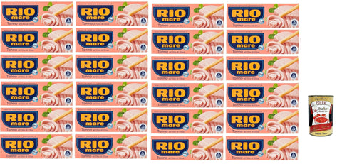 Italian Gourmet E.R. Koch- & Backzutaten Rio Mare Tonno all' olio di oliva , tuna in olive oil 24x 195g (3x 65g) Thunfisch in Olivenöl, Hochwertiger Gelbflossen-Thunfisch + Italian Gourmet polpa 400g 8032804040014