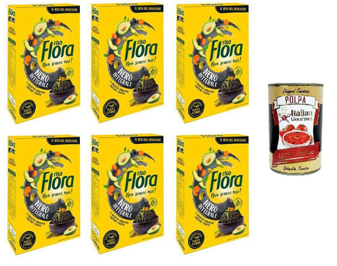 Italian Gourmet E.R. Koch- & Backzutaten Riso Flora Nero Integrale Für kreative und leckere Rezepte 6x500gr + Italian Gourmet polpa 400g 8032804040014