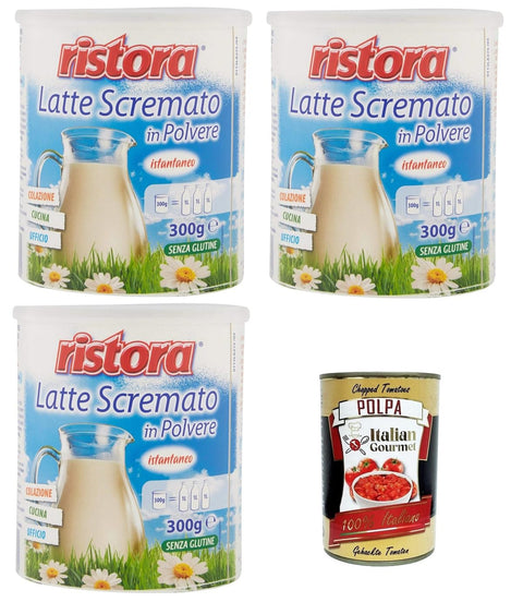 Italian Gourmet E.R. Koch- & Backzutaten Ristora- Latte scremato in polvere Instant-Magermilchpulver 3x300gr + Italian Gourmet polpa 400gr 8032804040014