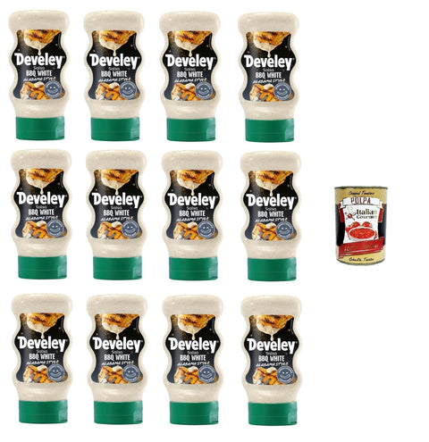 Italian Gourmet E.R. Koch- & Backzutaten Salsa BBQ WHITE Alabama Style WEISSE BBQ-Sauce Cremig und würzig mit schwarzem Pfeffer 12x 250gr + Italian Gourmet Polpa 400g 8032804040014