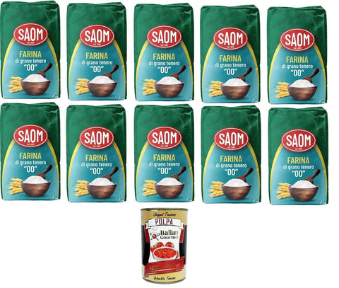 Italian Gourmet E.R. Koch- & Backzutaten Saom Farina di Grano Tenero 00 Weichweizenmehl italienischer Herkunft 10x1 kg + Italian Gourmet polpa 400g 8032804040014