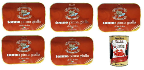 Italian Gourmet E.R. Koch- & Backzutaten Sardanelli Thunfisch Tonno Pinna Gialla all'Olio di Oliva,Gelbflossen-Thunfisch in Olivenöl,30x 80g + Italian Gourmet polpa 400g 8000614111255