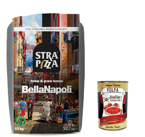 Italian Gourmet E.R. Koch- & Backzutaten Strapizza Bella Napoli Argento, farina di grano tenero, tipo "0", Pizzamehl fur pizza, Mehl 10kg + Italian Gourmet polpa 400g 8032804040014