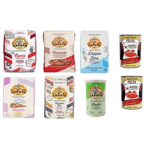 Caputo Cuoco Pizzeria Doppio Zero Nuvola Oro Lievito Farina Pizzamehl Mehl 5x 1kg und Italian Gourmet Polpa di pomodoro Fein gehacktes Tomatenmark 2x 400g Testpaket Original italienisch