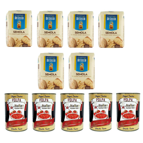 Testpaket Hartweizengrieß Semola di Grano Duro De Cecco und Polpa di pomodoro Fein gehacktes Tomatenmark 6x 1kg 5x 400g Original italienisch