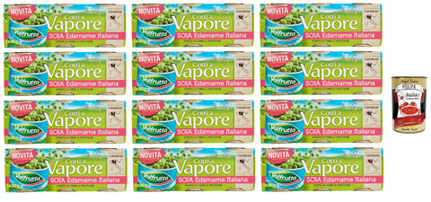 Italian Gourmet E.R. Koch- & Backzutaten Valfrutta Cotti a Vapore Soia Edamame Italiana gedämpfte italienische Edamame-Soja 12 Packungen 3x140gr+ Italian Gourmet polpa 400g 8001440133756