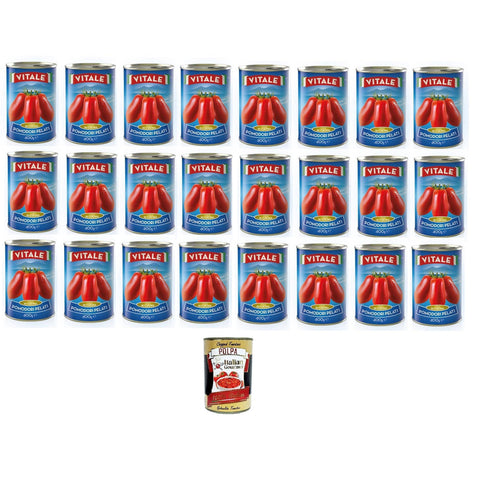 Vitale Pomodori pelati Geschälte Tomaten 24x 400gr inkl. Italian Gourmet Polpa 400g Original italienisch