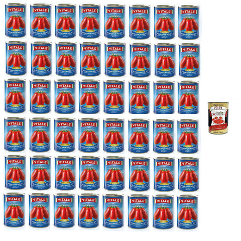 Vitale Pomodori pelati Geschälte Tomaten 48x 400gr Original italienisch inkl. Italian Gourmet Polpa 400g