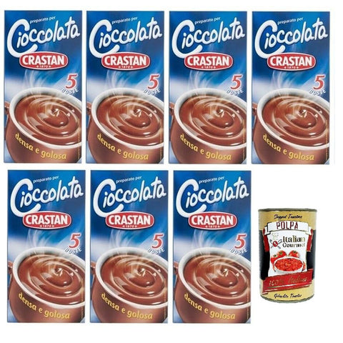 Crastan Cioccolata, Pulver Zubereitung für Schokolade, Packung, Jede Packung enthält 5 Beutel à 25g 7x 125g inkl. Italian Gourmet polpa 400g Original italienisch