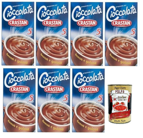 Italian Gourmet E.R. Kochschokolade Crastan Cioccolata, Pulver Zubereitung für Schokolade, 7x 125g Packung, Jede Packung enthält 5 Beutel à 25g + Italian Gourmet polpa 400g 8032804040014