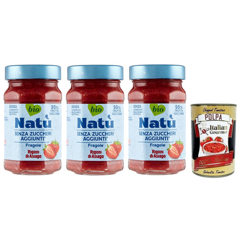 Rigoni di asiago Natù Fragole Bio Erdbeerzubereitung, Erdbeerkonfitüre Ohne Zuckerzusatz 3x240g Original italienisch Aufstrich