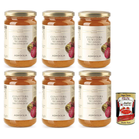 Agrisicilia Extra Marmelade mit "Feigen von Indien der Etna D.O.P." Mit hochwertiger Obst und 6x360g Original italienisch Aufstrich