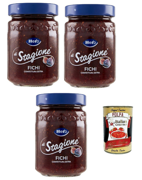 Italian Gourmet E.R. Konfitüren, Honig & Brotaufstriche Hero Confettura Fichi di Stagione, 3x 350g, Saison Feigen, Marmelade und zusätzliche Marmelade mit saisonalen Früchten, hochwertiger Früchte, traditioneller Methode + Italian Gourmet polpa 400g 8032804040014