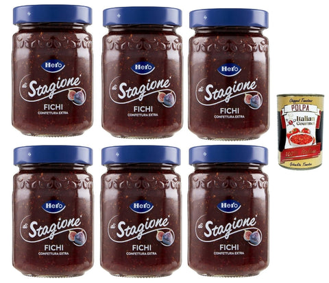 Italian Gourmet E.R. Konfitüren, Honig & Brotaufstriche Hero Confettura Fichi di Stagione, 6x 350g, Saison Feigen, Marmelade und zusätzliche Marmelade mit saisonalen Früchten, hochwertiger Früchte, traditioneller Methode + Italian Gourmet polpa 400g 8032804040014