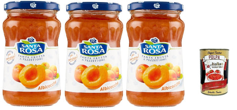 Italian Gourmet E.R. Konfitüren Santa Rosa, Confettura di Albicocca, Aprikose marmelade Brotaufstrich, apricot jam, ideal für Desserts und Kuchen 3x 350g + Italian Gourmet polpa 400g 8032804040014