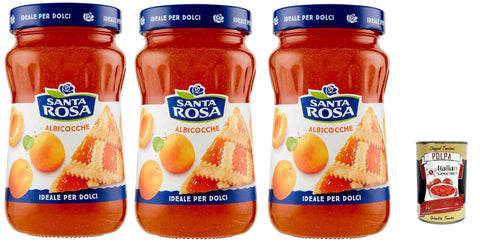 Italian Gourmet E.R. Konfitüren Santa Rosa, Confettura di Albicocca, Aprikose marmelade Brotaufstrich, apricot jam, ideal für Desserts und Kuchen 3x 600g + Italian Gourmet polpa 400g 8032804040014