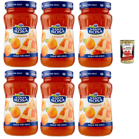 Santa Rosa Confettura di Albicocca, Aprikose marmelade Brotaufstrich, apricot jam, ideal für Desserts und Kuchen 6x 600g Original italienisch inkl. Italian Gourmet Polpa 400g