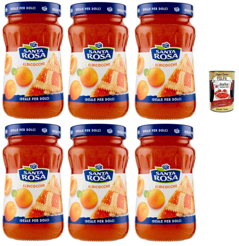 Italian Gourmet E.R. Konfitüren Santa Rosa, Confettura di Albicocca, Aprikose marmelade Brotaufstrich, apricot jam, ideal für Desserts und Kuchen 6x 600g + Italian Gourmet polpa 400g 8032804040014
