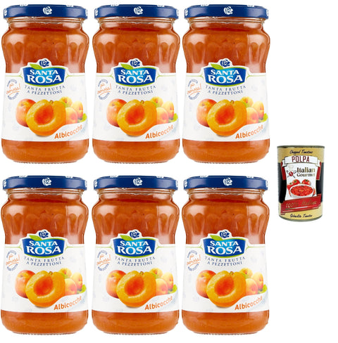 Italian Gourmet E.R. Konfitüren Santa Rosa, Confettura di Albicocche, Aprikosen marmelade, apricot jam, ideal für Desserts und Kuchen 6x 350g + Italian Gourmet polpa 400g 8032804040014