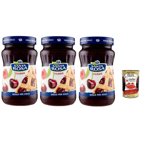 Santa Rosa Confettura di Ciliegie, Kirschen marmelade, Cherries jam, ideal für Desserts und Kuchen 3x 600g Original italienisch inkl. Italian Gourmet Polpa 400g