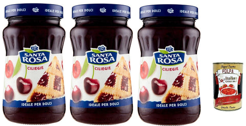Italian Gourmet E.R. Konfitüren Santa Rosa, Confettura di Ciliegie, Kirschen marmelade, Cherries jam, ideal für Desserts und Kuchen 3x 600g + Italian Gourmet polpa 400g 8032804040014