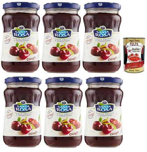 Italian Gourmet E.R. Konfitüren Santa Rosa, Confettura di Ciliegie, Kirschen marmelade, Cherries jam, ideal für Desserts und Kuchen 6x 350g + Italian Gourmet polpa 400g 8032804040014