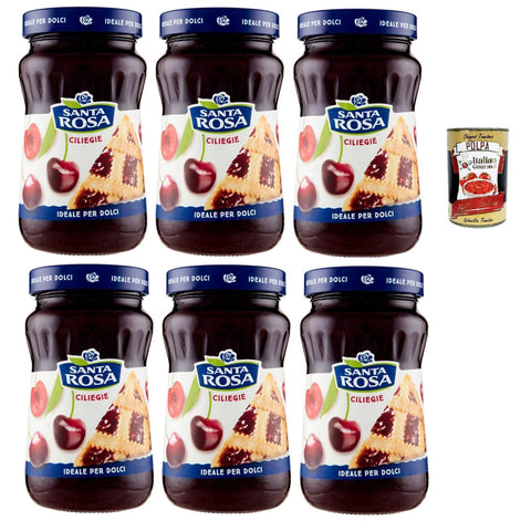 Santa Rosa Confettura di Ciliegie, Kirschen marmelade, Cherries jam, ideal für Desserts und Kuchen 6x600g Original italienisch Gebäck