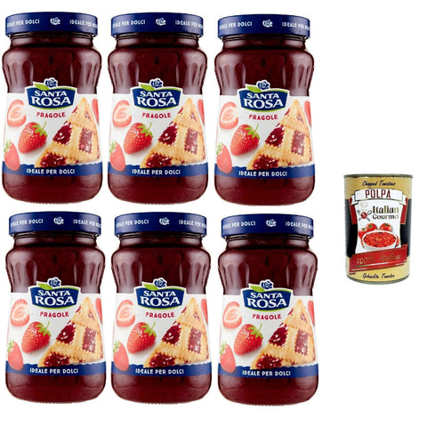 Santa Rosa Confettura di Fragole, Erdbeeren marmelade, Strawberries jam, ideal für Desserts und Kuchen 6x 600g Original italienisch inkl. Italian Gourmet Polpa 400g