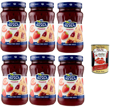 Italian Gourmet E.R. Konfitüren Santa Rosa, Confettura di Fragole, Erdbeeren marmelade, Strawberries jam, ideal für Desserts und Kuchen 6x 600g + Italian Gourmet polpa 400g 8032804040014