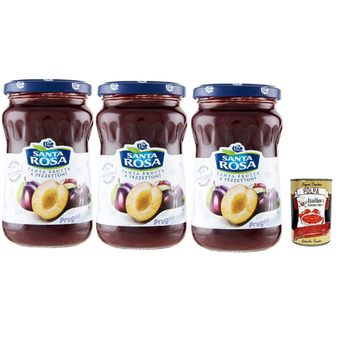 Santa Rosa Confettura di Prugne, Pflaume marmelade Brotaufstrich, plum jam, ideal für Desserts und Kuchen 3x 350g Original italienisch inkl. Italian Gourmet Polpa 400g