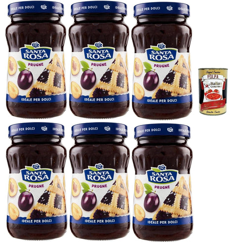 Italian Gourmet E.R. Konfitüren Santa Rosa, Confettura di Prugne, Pflaume marmelade Brotaufstrich, plum jam, ideal für Desserts und Kuchen 6x 600g + Italian Gourmet polpa 400g 8032804040014