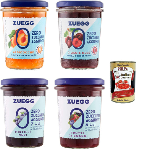 Italian Gourmet E.R. Konfitüren Testpaket Zuegg zero zuccheri marmelade jam Zuckerfrei 4x 220g + Italian Gourmet Polpa 400g 80304388
