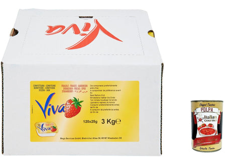 Italian Gourmet E.R. Konfitüren Viva HO.RE.CA Confettura di Fragola Einzeldosis Erdbeermarmelade 120x 25gr + Italian Gourmet polpa 400g 8032804040014