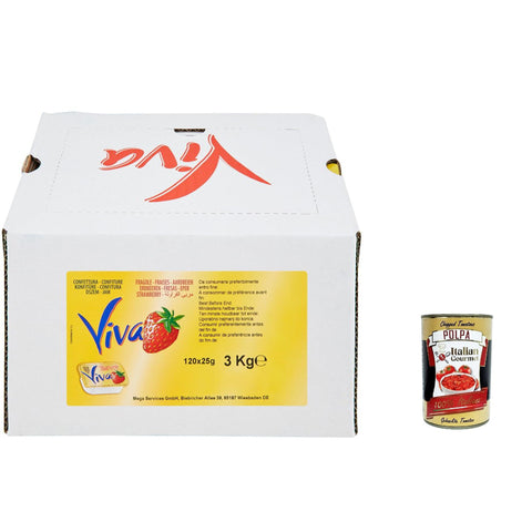 Viva HO.RE.CA Confettura di Fragola Einzeldosis Erdbeermarmelade 120x 25gr Original italienisch inkl. Italian Gourmet Polpa 400g