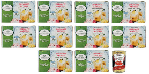 Italian Gourmet E.R. Kräutertee 10x L' Angelica Tisana Drenante Anticell Kalter Kräutertee,mit den Zitrusnoten von Grapefruit und den süßen Noten von Ananas und Kirsche 18 Filter + Italian Gourmet Polpa di Pomodoro 400g Dose 8017331065785