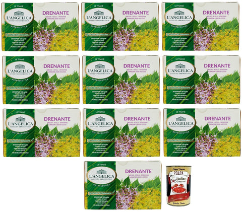 Italian Gourmet E.R. Kräutertee 10x L' Angelica Tisana Drenante,Heiße Kräutertees,Zur Beseitigung überschüssiger Flüssigkeiten,Packung mit 20 Filtern + Italian Gourmet Polpa di Pomodoro 400g Dose 8017331075111