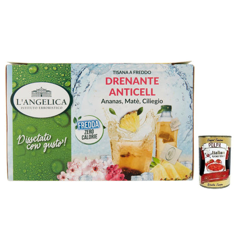 L'angelica L' Angelica Tisana Drenante Anticell Kalter Kräutertee, mit den Zitrusnoten von Grapefruit und den 1x482g Original italienisch Getränk