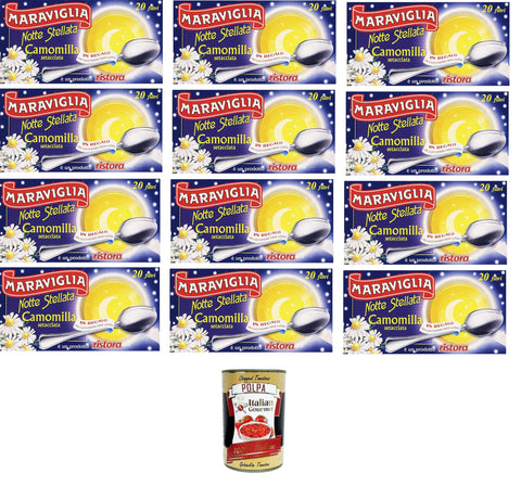 Maraviglia Notte Stellata Camomilla Setacciata, Sternennacht gesiebte Kamille, 20 Filter 12x 32gr Original italienisch inkl. Italian Gourmet Polpa 400g