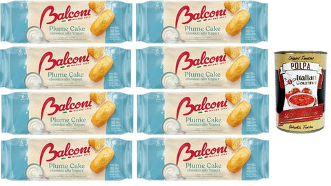 Balconi Plume Cake Classico allo Yogurt Klassischer Joghurt-Pflaumenkuchen vom Balkon 8x 190gr Original italienisch inkl. Italian Gourmet Polpa 400g