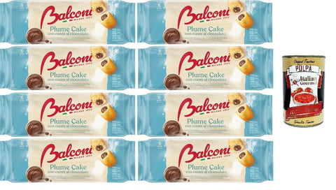 Balconi Plume Cake con Cuore di Cioccolato Plume Cake mit Schokoladenherz 8x 190gr Original italienisch inkl. Italian Gourmet Polpa 400g