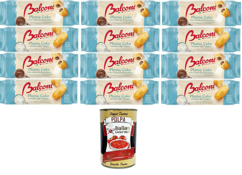 Balconi Testpalet Plume Cake Classico con Yogurt, con Cuore di Cioccolato Plume Cake mit Schokoladenherz, Klassisch mit Joghurt 12x 190gr inkl. Italian Gourmet Polpa 400g Original italienisch