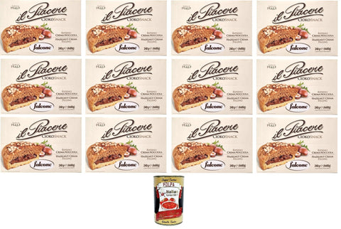 Italian Gourmet E.R. Kuchen & Torten Falcone Il Piacere Ciokosnack Tortine ripiene di Crema alla Nocciola Die Genusstörtchen gefüllt mit Haselnusscreme 12x 240gr + Italian Gourmet Polpa di Pomodoro 400g Dose 8032804040014