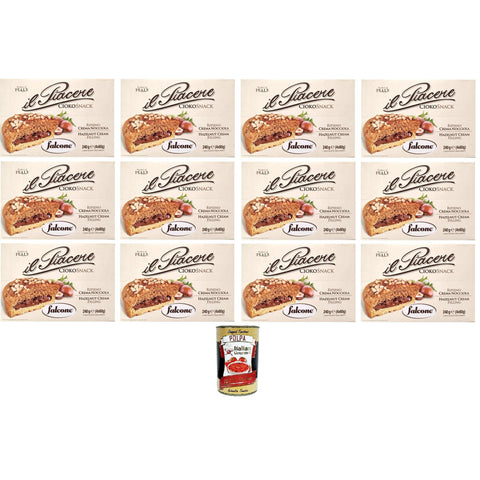 Falcone Il Piacere Ciokosnack Tortine ripiene di Crema alla Nocciola Die Genusstörtchen gefüllt mit Haselnusscreme 12x 240gr inkl. Italian Gourmet Polpa di Pomodoro 400g Dose Original italienisch