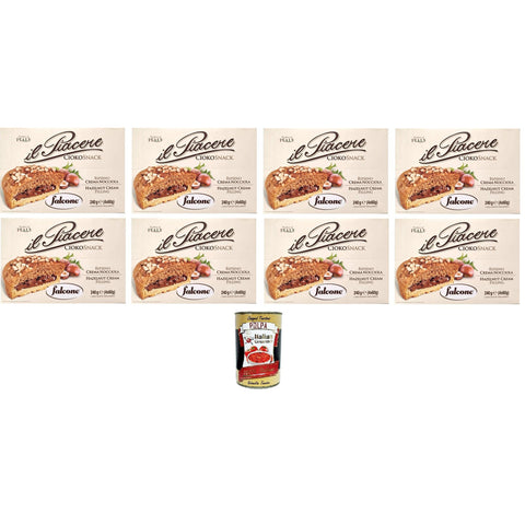 Falcone Il Piacere Ciokosnack Tortine ripiene di Crema alla Nocciola Die Genusstörtchen gefüllt mit Haselnusscreme 8x 240gr Original italienisch inkl. Italian Gourmet Polpa di Pomodoro 400g Dose